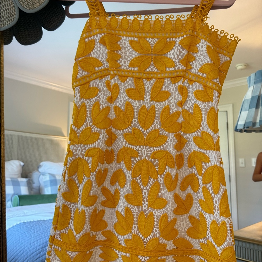 SAYLOR Mustard Lace Detail Dress